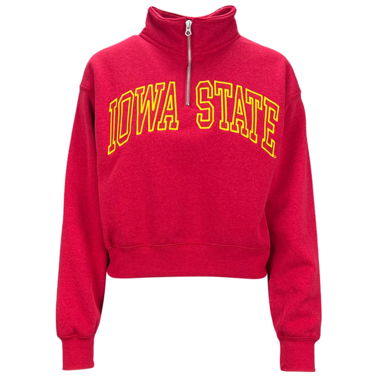 ZooZatz Women's Iowa State Cardinal Cropped 1/4-Zip Sweatshirt